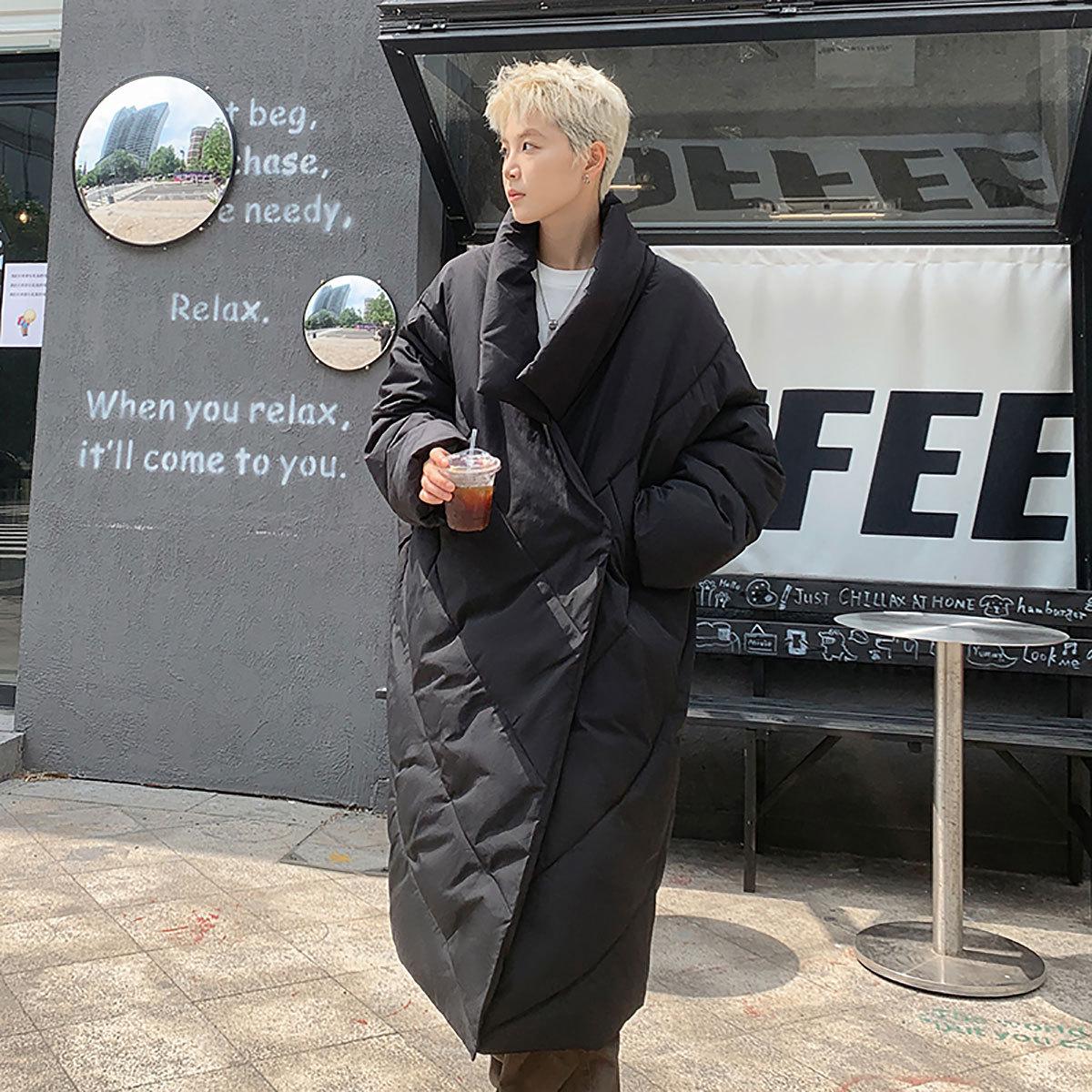 Мужская модная теплая хлопковая куртка средней длины свободного кроя 5XL