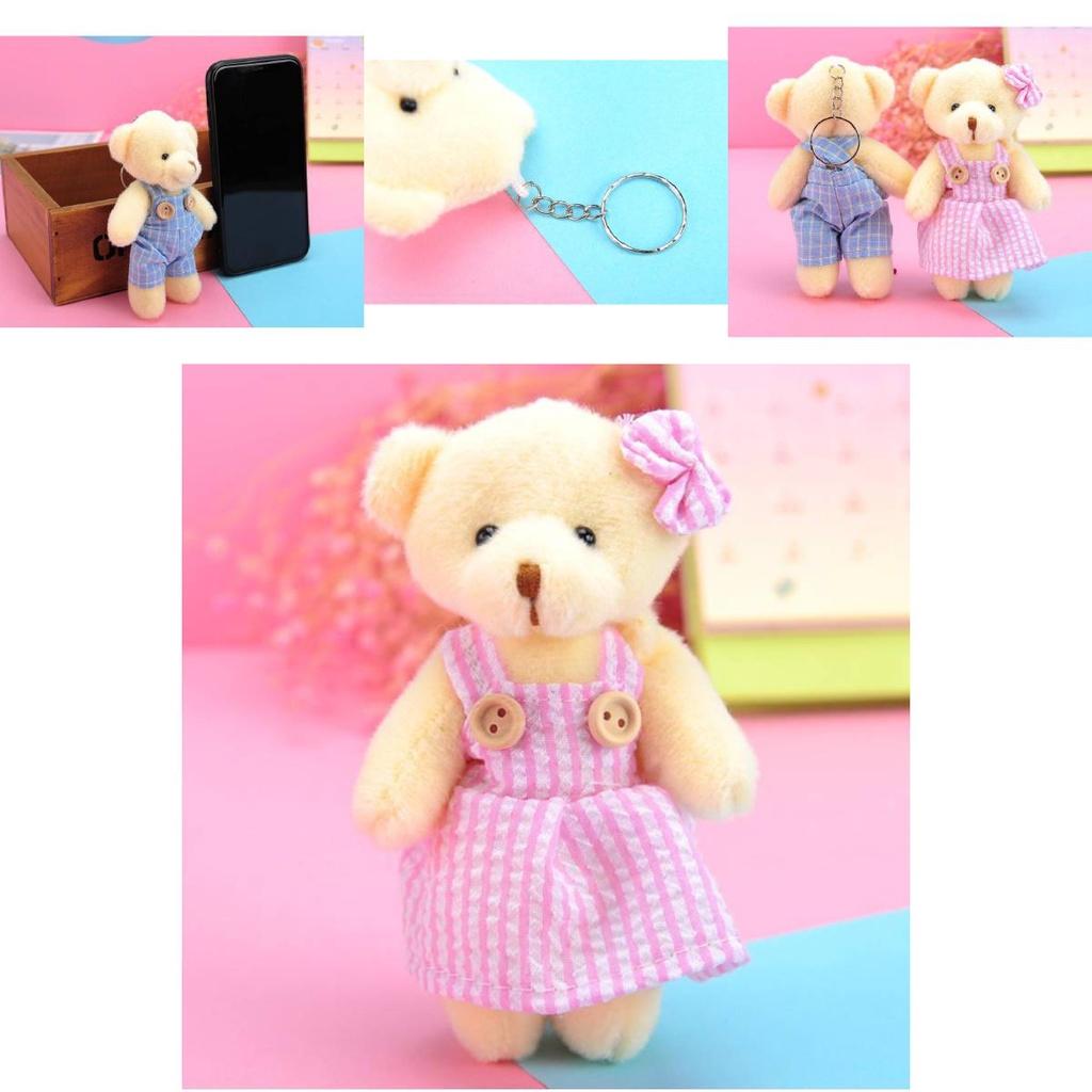 Adorable Soft Plush Teddy Bear Couple Keychain Cake Topper Valentine's Day Gift