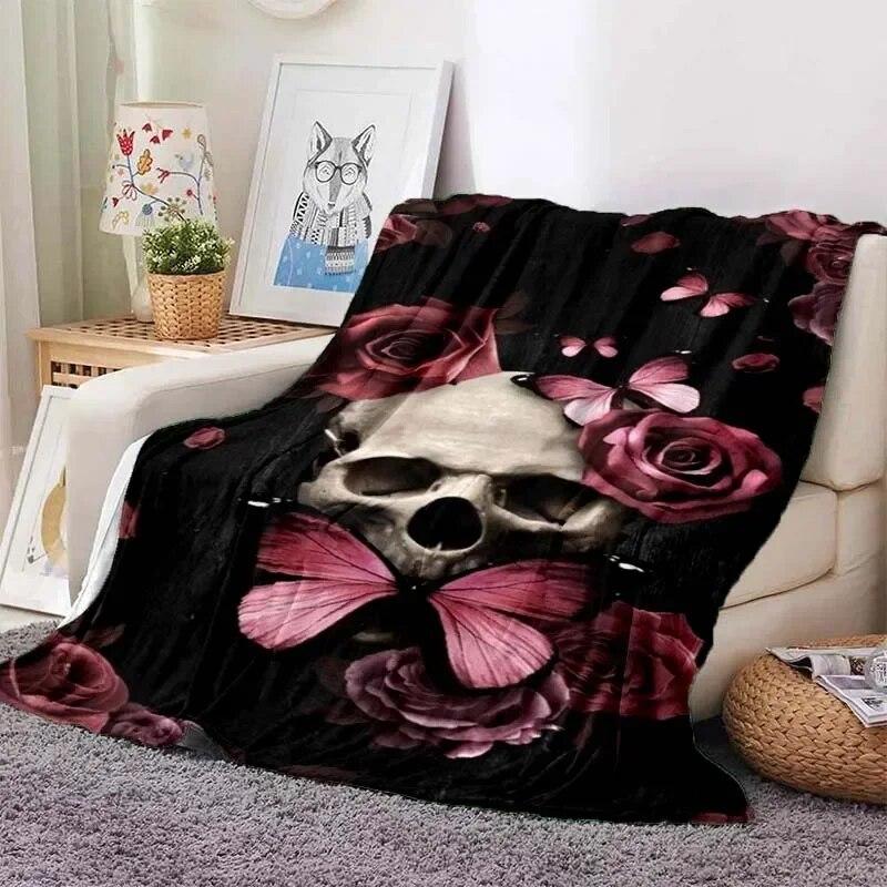 Vintage  Mexican Day of The DeadPattern Blanket Star Art Flannel Thin Blanket Portable Home Travel Office Lunch BreakBlanket