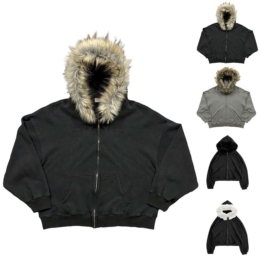 Men's Solid Color Double Zipper Sweatshirt Men's Sports Large Size Casual Sweatshirt Jacket