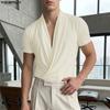 INCERUN Sommerliche Herren-T-Shirts mit V-Ausschnitt, kurzen Ärmeln und gekreuzter Vorderseite