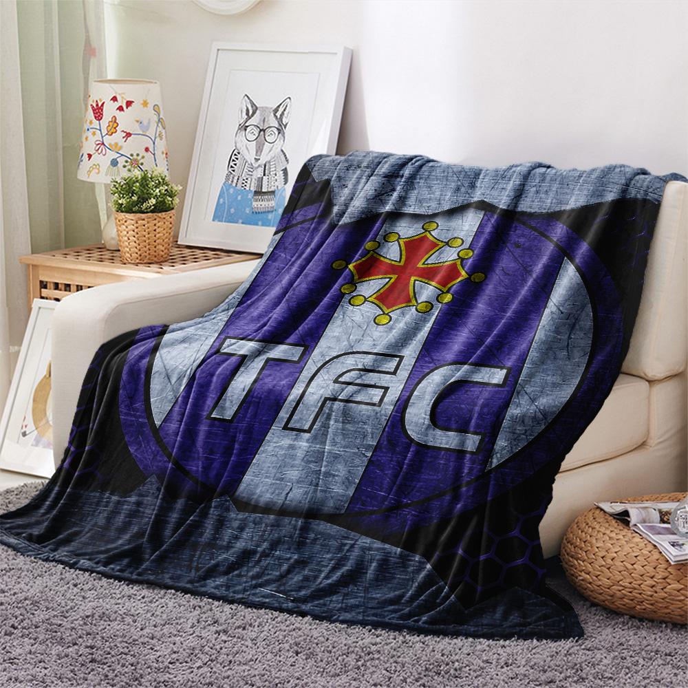 Toulouse Football Club Flanelldecke mit Aufdruck, Hohe Qualität, Bequem für alle Jahreszeiten, Heimdekoration, Wärme und Komfort