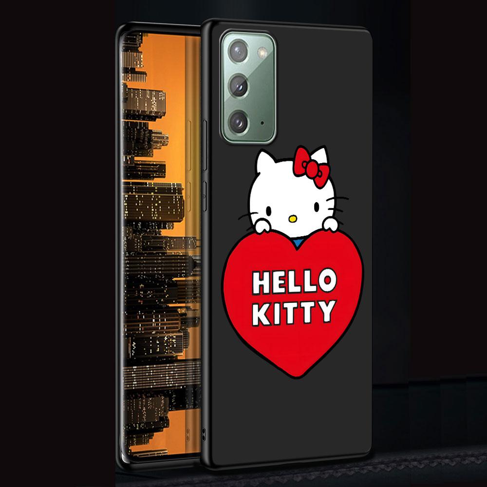 Cute Hello Kitty Case for Samsung Galaxy Note 20 Ultra 10 Plus 9 8 TPU Phone Cover Note 10 Lite Black Soft Shell Funda Capa