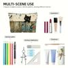 1pc Stylish Cat Floral Cosmetic Bag with Zipper Closure - Lightweight Foldable Travel Makeup Organizer for Women makeup pouch