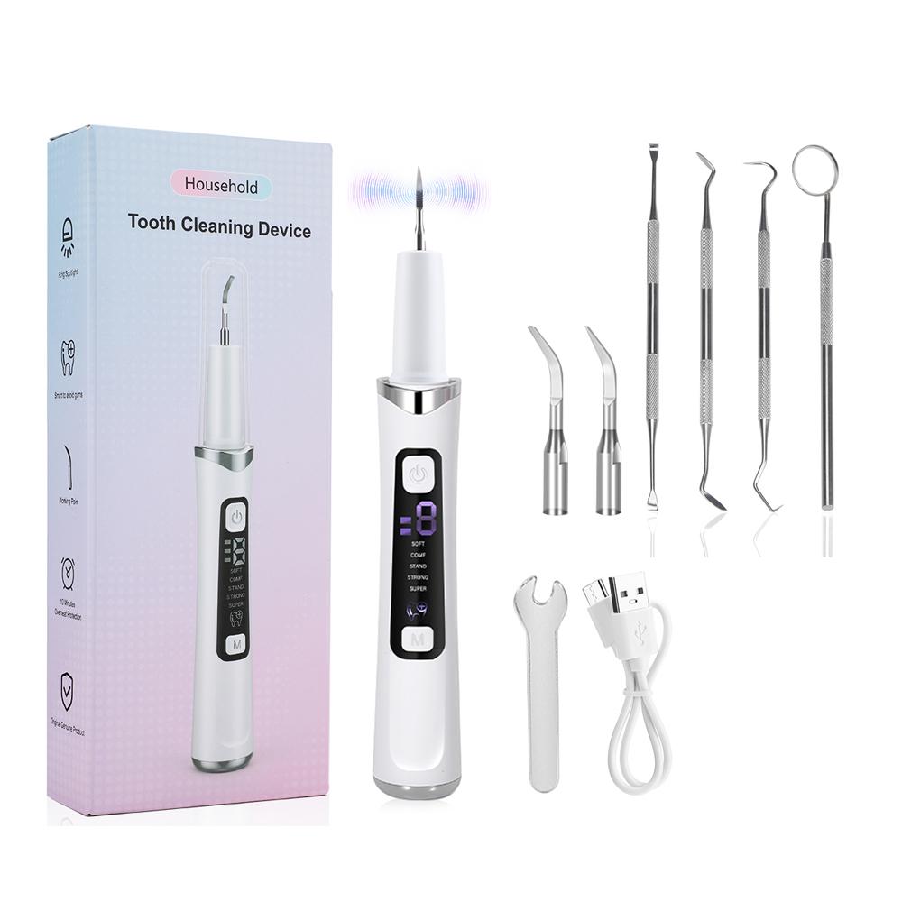 Household Dental Ultrasonic Scaler with 2 Tips Tooth Calculus Remover Cleaning Tool Handpiece Whiten Tooth Cleaner Dentist Tools