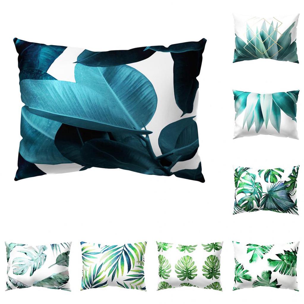 Tropical Green Leaves Rectangle Pillow Case Cushion Cover Sofa Home Decoration