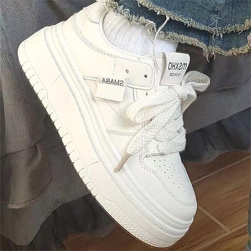 Female Fashion Ins Student Thick Bottom White Shoes Casual Shoes Sports Board Shoes
