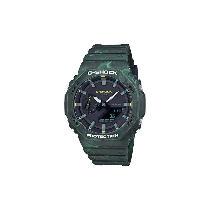 

Casio LCD/pointer dual display series G-SHOCK Mystic Forest series classic mixed color octagonal stone quartz movement resin strap GA-2100FR-3AJF чёрный