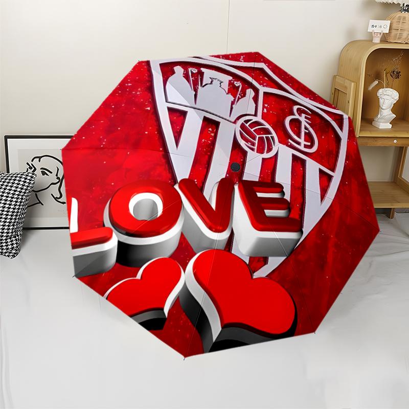 Seville logo Print Automatic Umbrella, 8 Rib Iron Frame, Plastic Handle, Suitable for Outdoor Travel &Daily , Ideal Gift