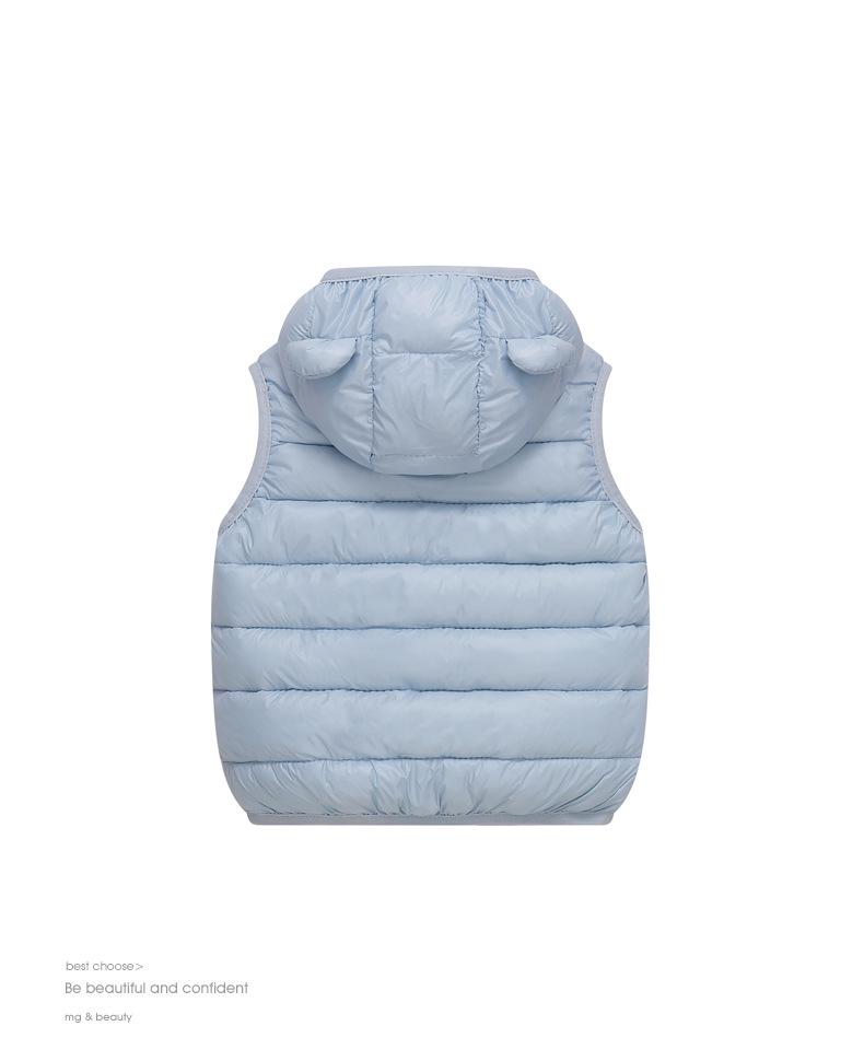Children's Hooded Down Cotton Vest - Lightweight Winter Wear for Toddlers, Boys, and Girls