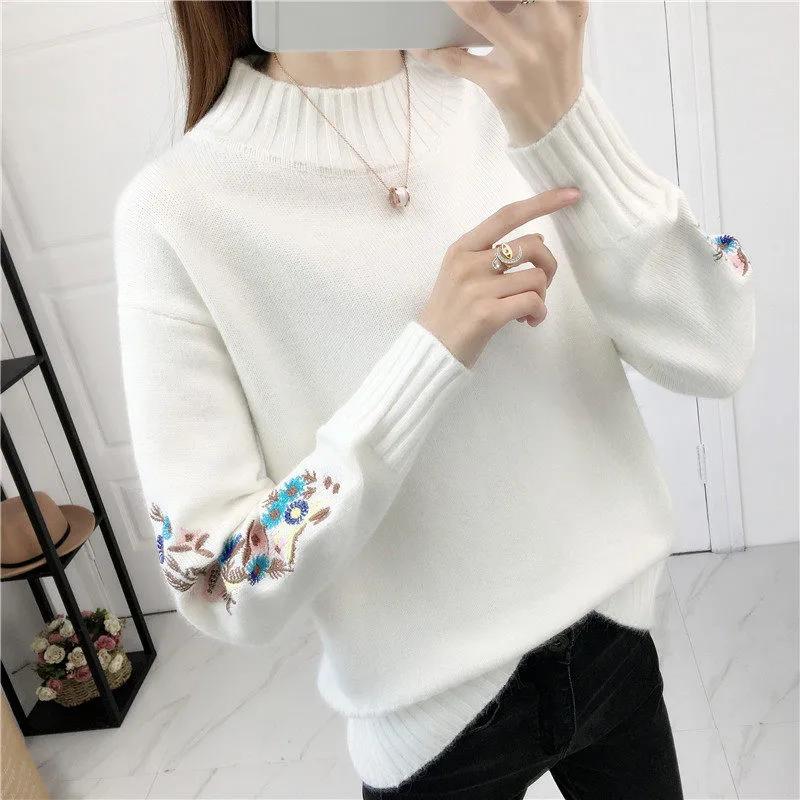 Sweater for Women Autumn Winter Thickened Pullover Warm High Neck Knitted Stretchy Long Sleeve Oversize Jumper Tops