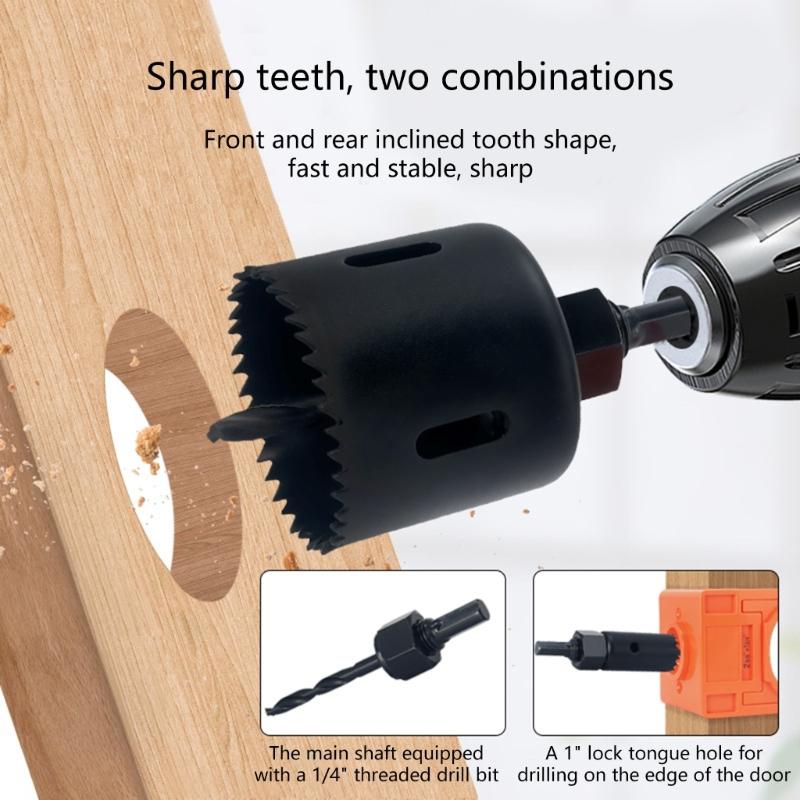 4Pcs Adjustable Door Lock Drilling Kit Featuring Reinforced Plastic Guide for Easy Installation Standard Size