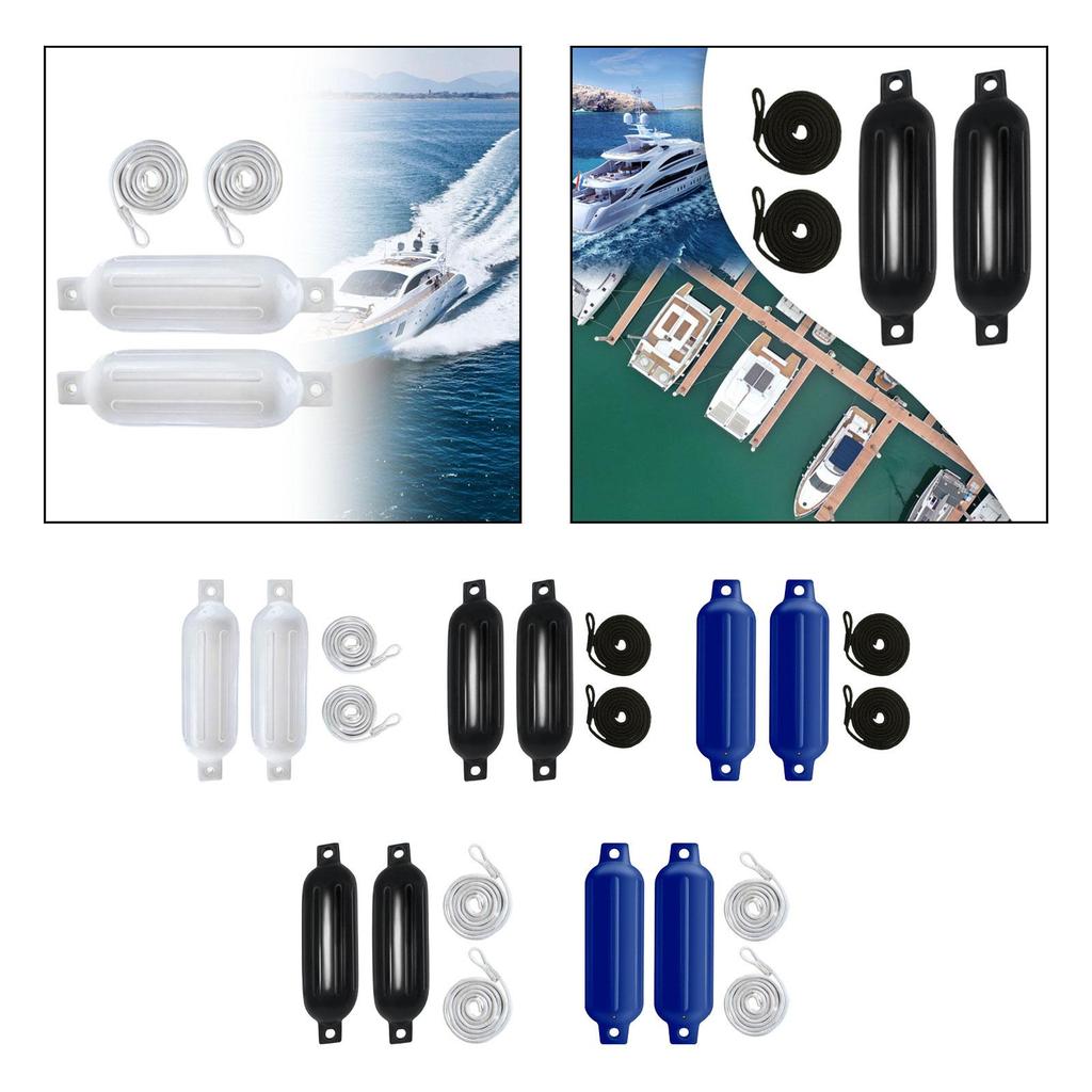 2pcs Boat Fenders Boat Bumper 9.5mm x 2m Ropes Easy to Install PVC G1 Anti