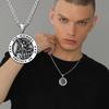 U7 Round Medal St Michael Necklaces for Men Stainless Steel Catholic Protection Amulet Archangel Pendant 22" Chain Jewelry Gift