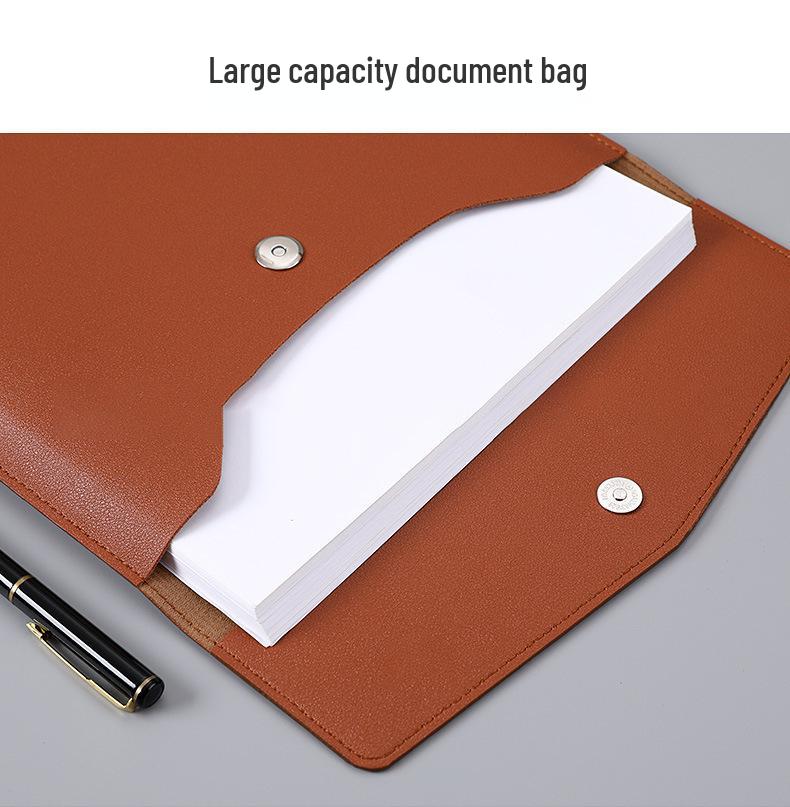A4 Waterproof Leather Document Bag - Large Capacity Business Briefcase