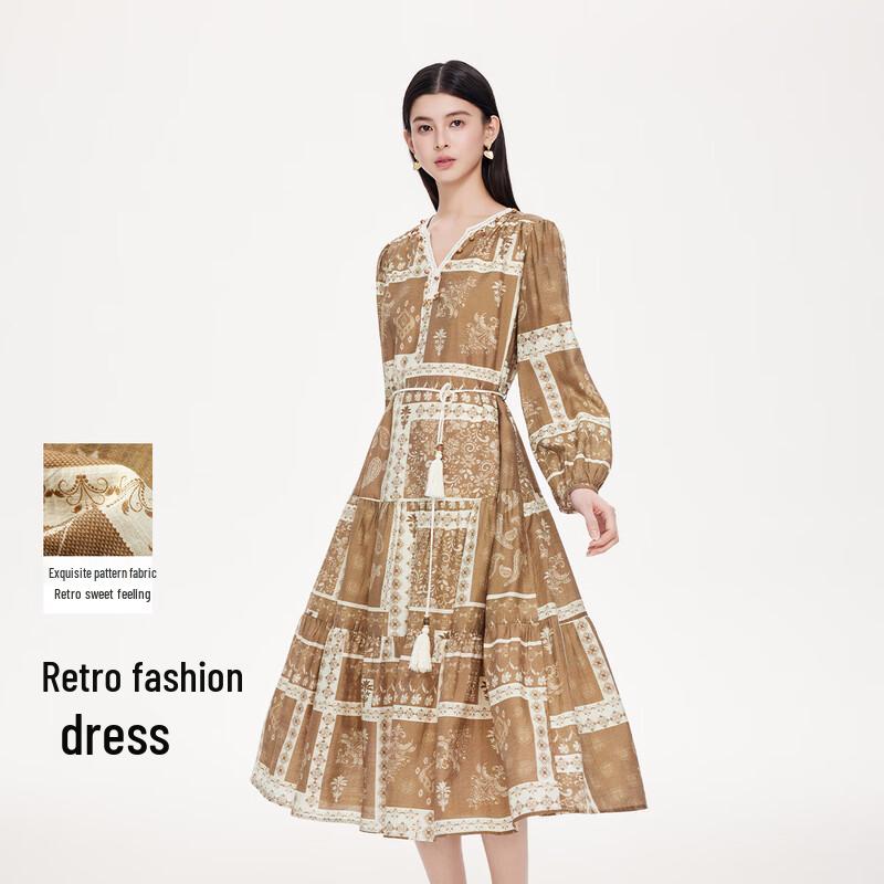 

Женское платье FivePlus с V-образным вырезом, в стиле ретро, приталенное, длинное L