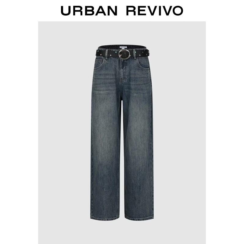 UR2026 Women s Washed Denim Jeans with Rivet Belt 28