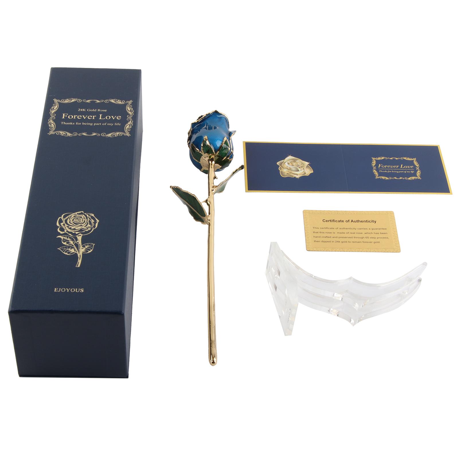 

Blue Rose Dipped in Gold 24K Gold Plating Rose синій