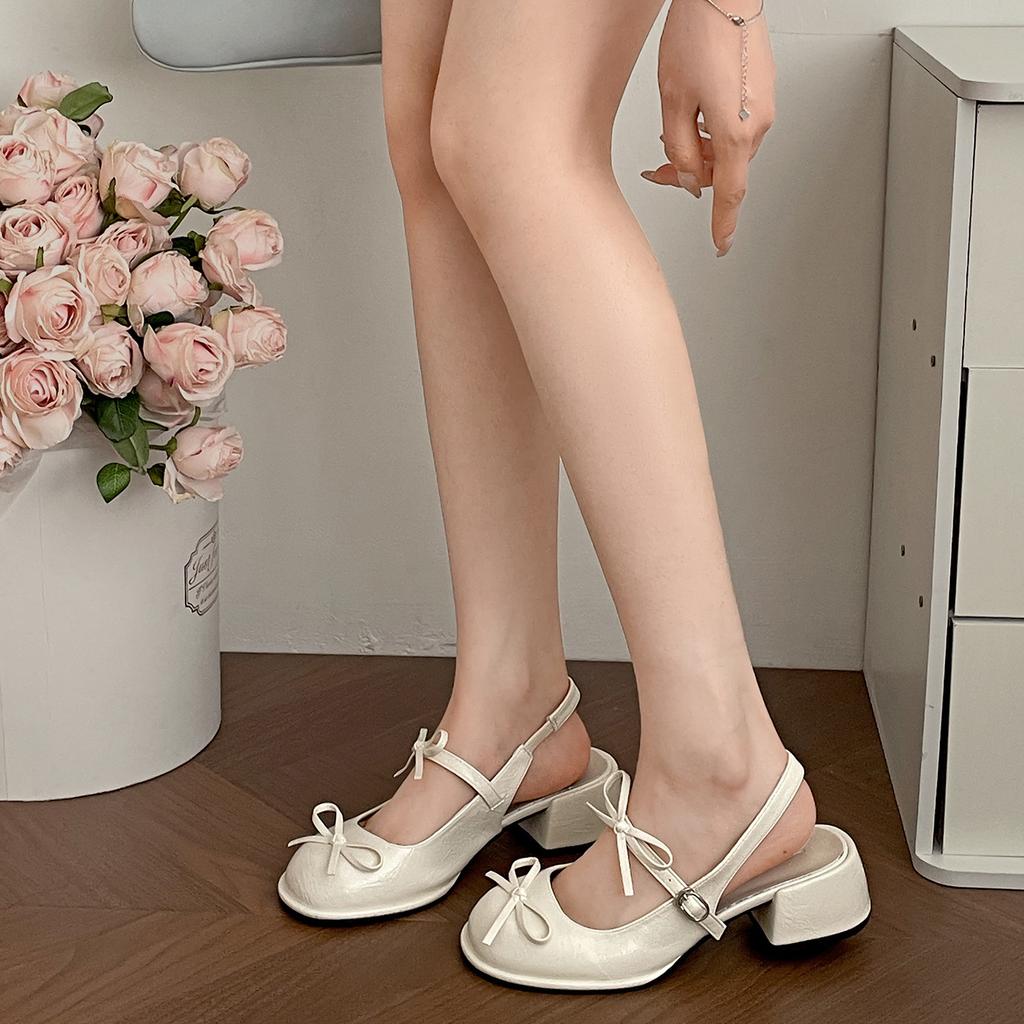 Silver French retro thick heel bag head sandals women's 2025 new summer wear with skirt Mary Jane single shoes