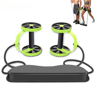 Echipament de exercițiu multifuncțional pentru abdomen Roată Ab Rolă dublă cu benzi de rezistență Covoraș pentru genunchi Tren de slăbit pentru gimnastică de acasă