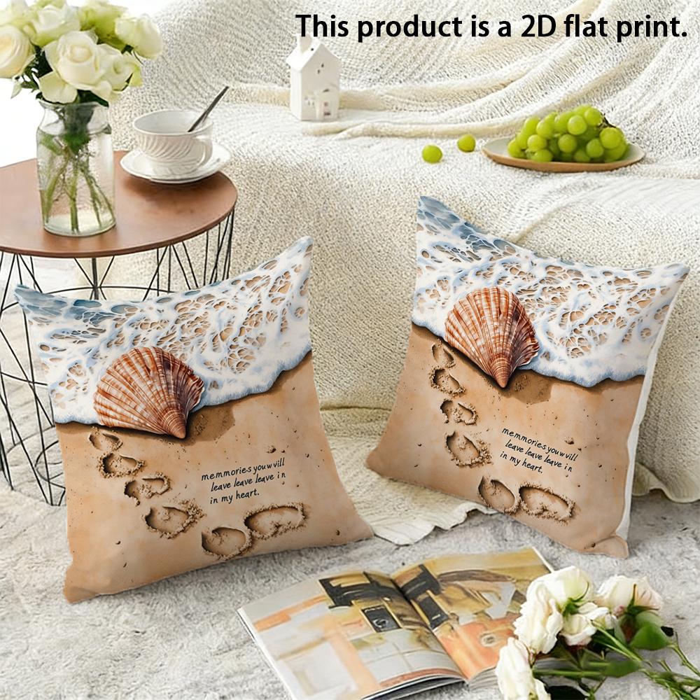 Shells On Sand Beach Pillow Coverscushion Covers, Zippered, Decorative Pillowcases, 45X45 Cover Sleeves