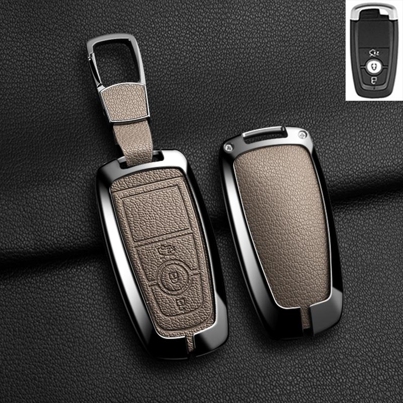 Zinc Alloy Leather For Lincoln Corsair Nautilus Aviator Navigator Continental Car Key Case Shell Keychain Keyring Car Key Cover