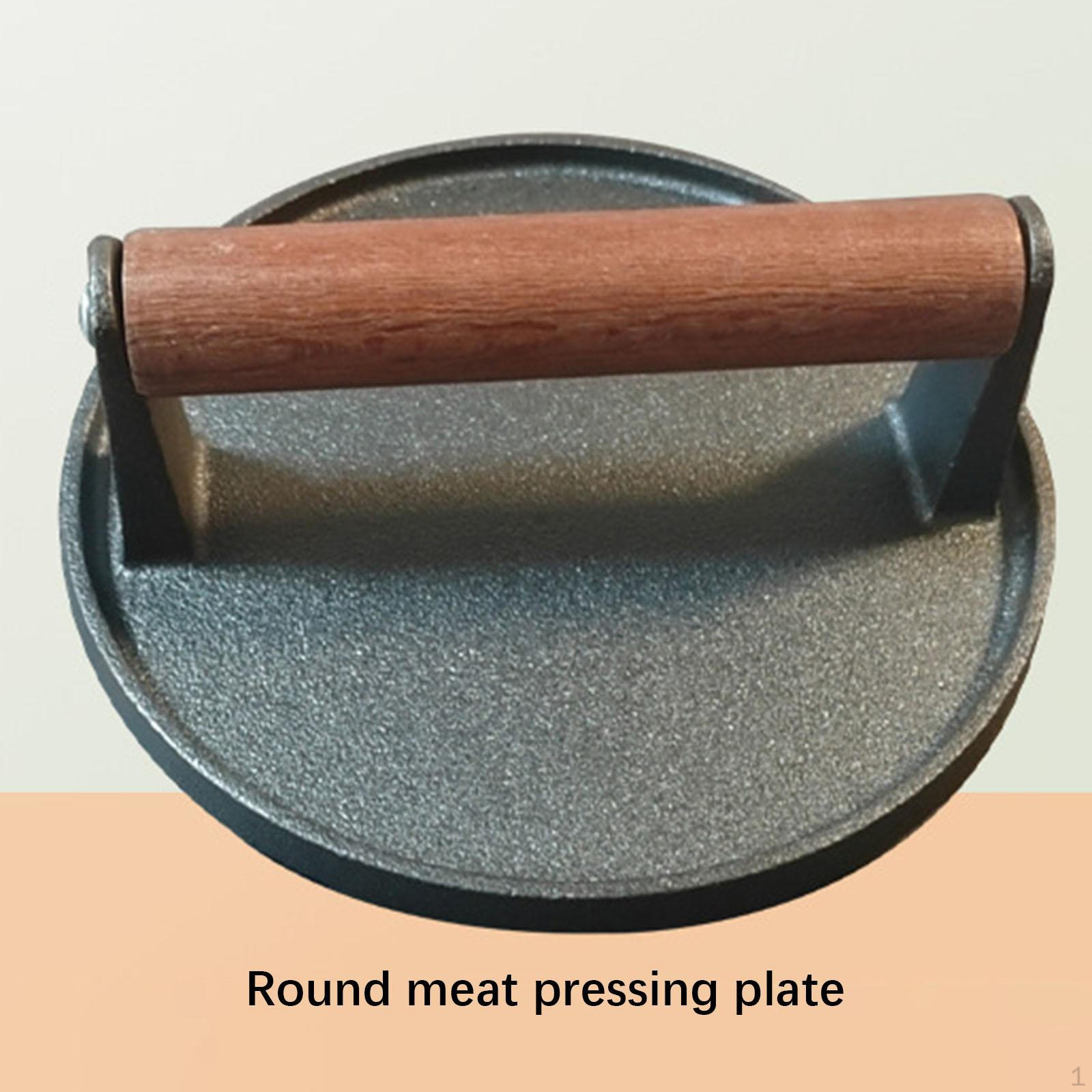 

Пресс для гамбургеров Прочный Профессиональный Чугунный Стейк с Деревянной Ручкой для Сэндвича Антипригарная Сковорода