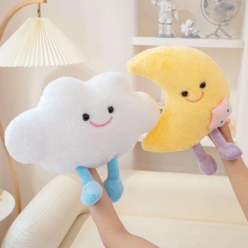 Nordic White Cloud Plush Throw Pillow – Cute Moon Cushion for Children's Bedside or Sofa Decor