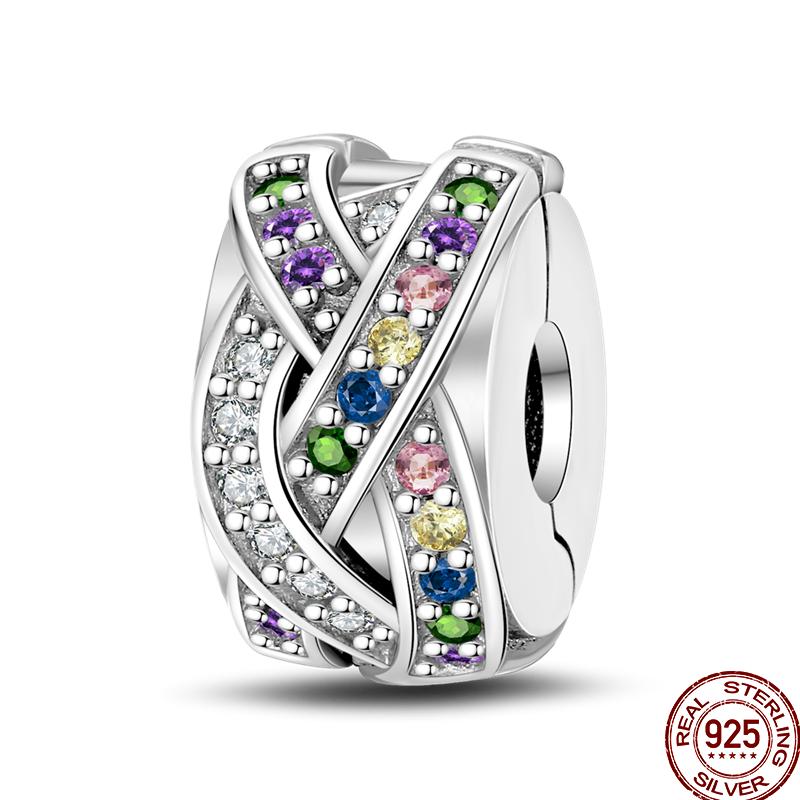 Colorful Zircon Copper Round Bead Silve Shiny Zircon Beads Suitable Fit Pan Original Bracelet Diy Jewelry Gift