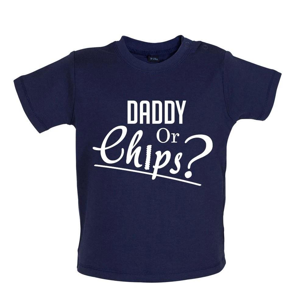

Daddy or Chips - Baby Kids Boys Girls Unisex T-Shirt / Babygrow - Funny Present Gift Advert Retro 160