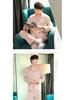 Gui Xiu Unisex Faux Silk Pajamas Long Sleeve Set - Two-Piece Spring/Summer Loungewear