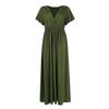 Sexy V Neck Wrap Waist Maxi Dress Women Summer Long Dress A Line Side Slit Solid Color Casual Comfortable Sleeve Fashion