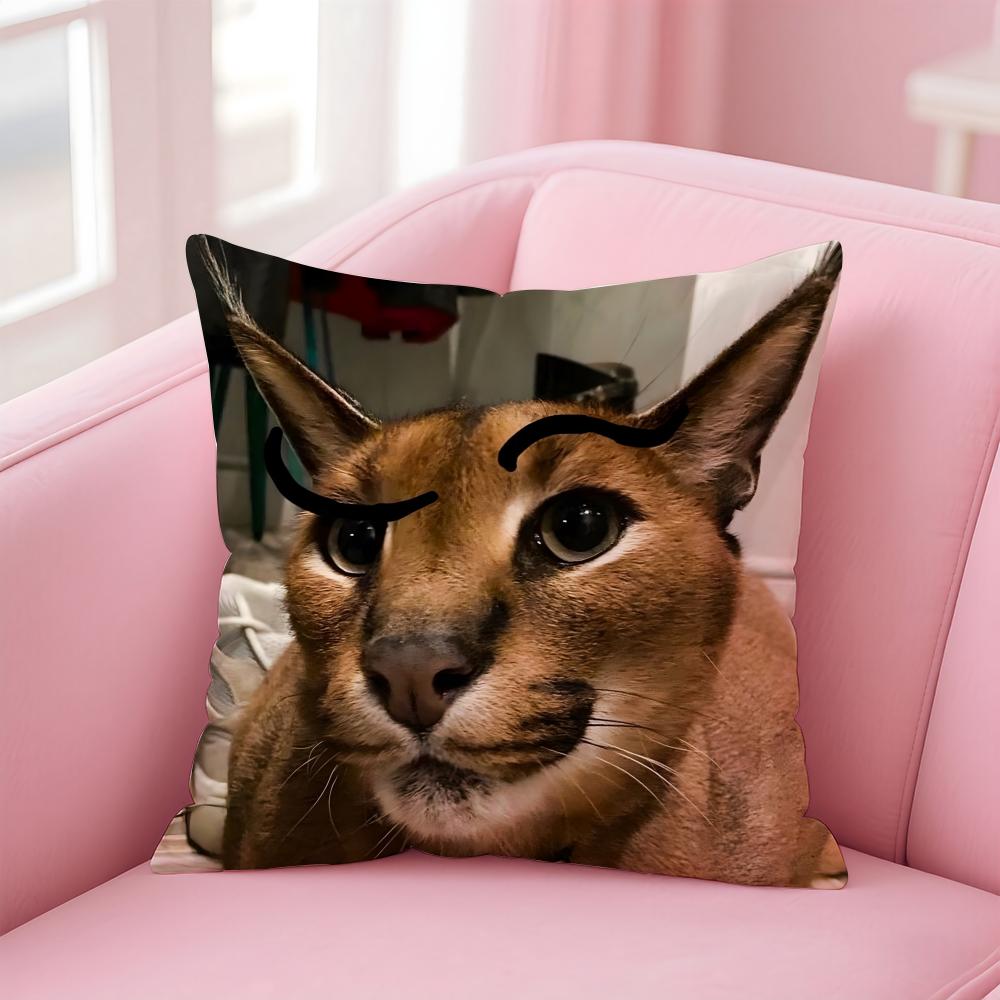 Floppa Cat Meme Cushion Cover Premium Comfort Reversible Pillow Cove -Two in One Design for Any Room & Car Interior