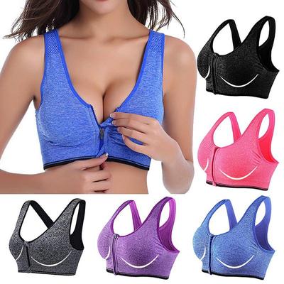 Sexy dámska podprsenka so zipsom vpredu Športová podprsenka s naberanou podprsenkou Push Up Bežecká podprsenka bez oceľových krúžkov