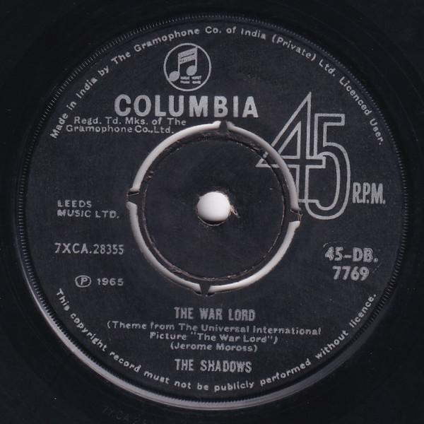 

7-дюймовая пластинка SHADOWS The War Lord 45DB7769 Columbia 1965 Индия Поп Б/у