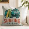 Surfing Pattern Cushion Cover Natural Linen Pillow Cover DoubleSided Print Cushion Cover for Sofa Home Decor