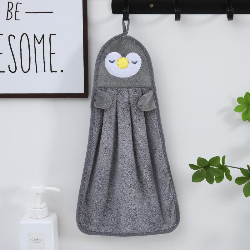 

Синий серый пингвин маленькая желтая утка висячее полотенце для рук кухонная тряпка коралловый флис вышивка 25*37cm светло-серый