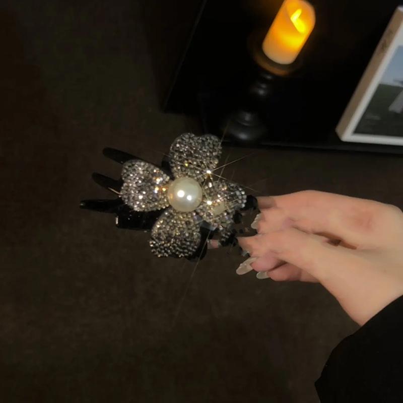Diamond Flower Hair Claw Clip - Elegant Updo Accessory for Women