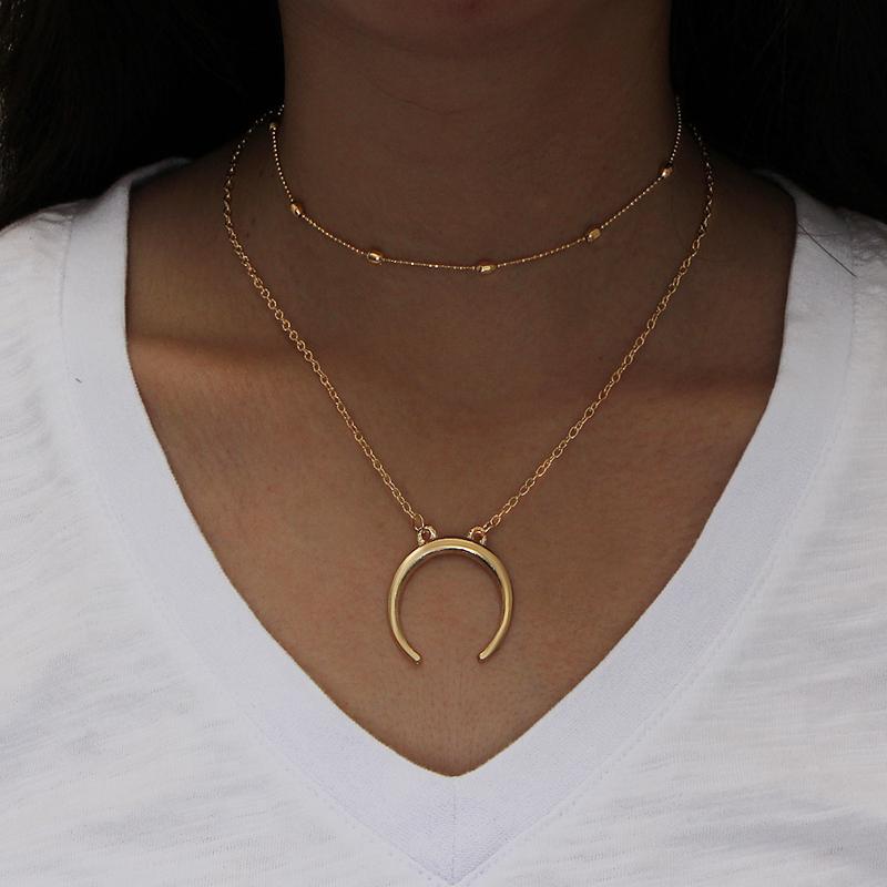 SUMENG 2024 New Fashion Multilayer Heart Necklaces Leaf Moon Choker Pendants For Women Beach Style Jewelry Gifts