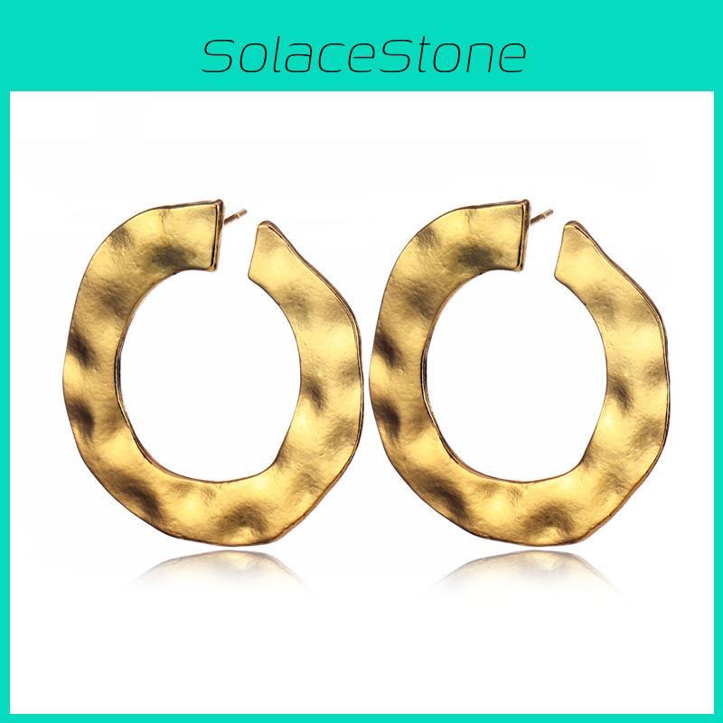 Fashionable Women's Alloy Hoop Earrings Modern Geometric Style In Gold And Silver