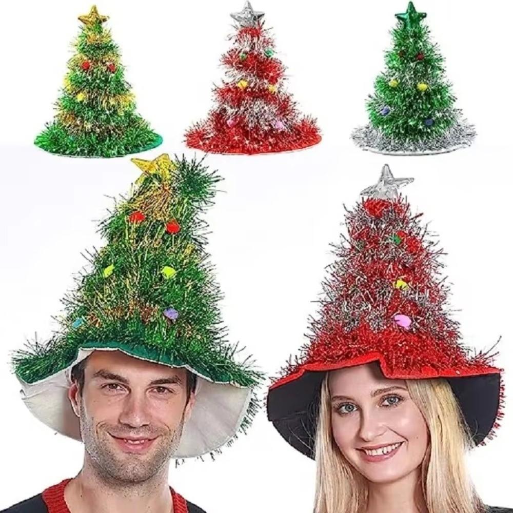 Shiny Tinsel Colorful Poms Christmas Themed Hats Role-Playing Costume Hat Headwear Photo Props