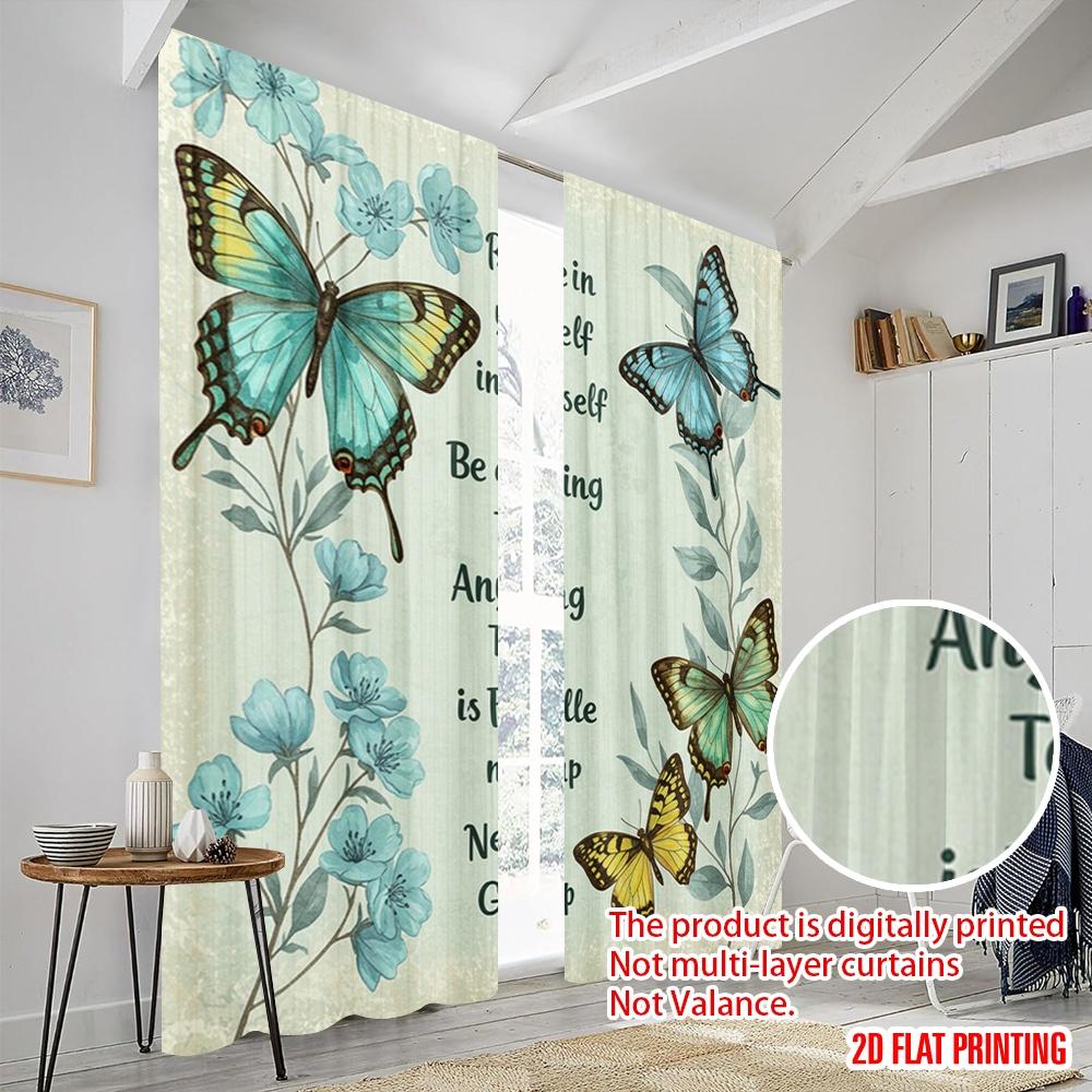 2pcs 2D Flat Printing Curtain Believe Amazing Today Possible Fabric Without Electricity All Season Party & Holiday Decor Perfect