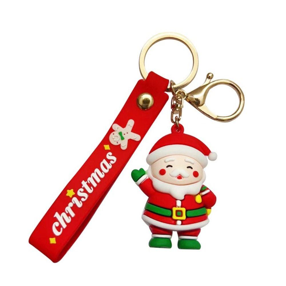 Santa Claus Key Holder 3D Doll Keychain Christmas Series Keychain Car Keys Ring New Year Keychain