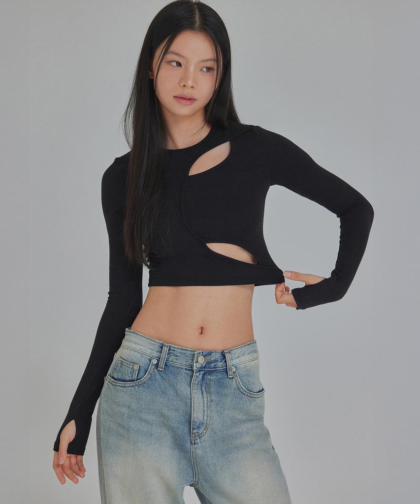 TOPGIRL Two Way Cut Out Long Sleeve Top_T216Tp115