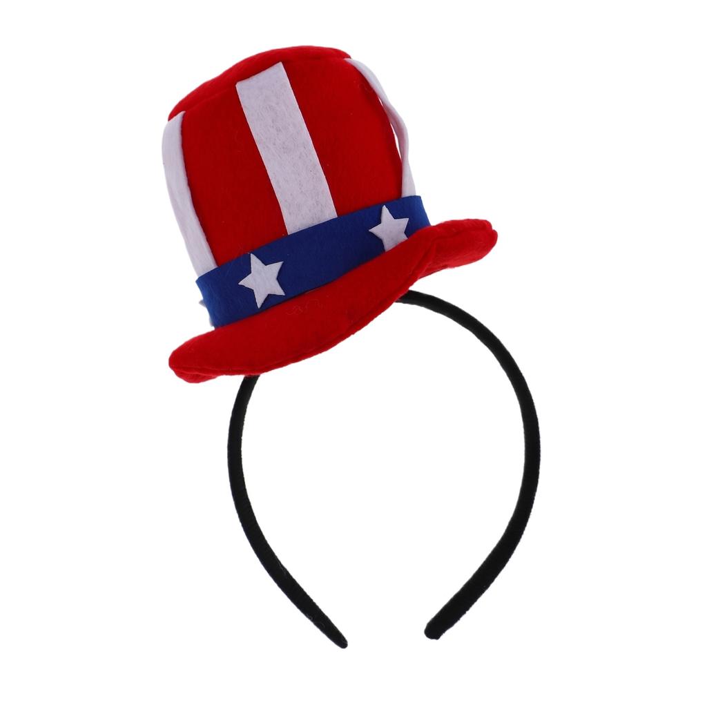 Top Hat Headband, American Independence Day Celebration Costume, Feather Headband, Holiday Party Headband