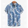 Summer Men Floral Print Casual Shirt Loose Short Sleeve Tee