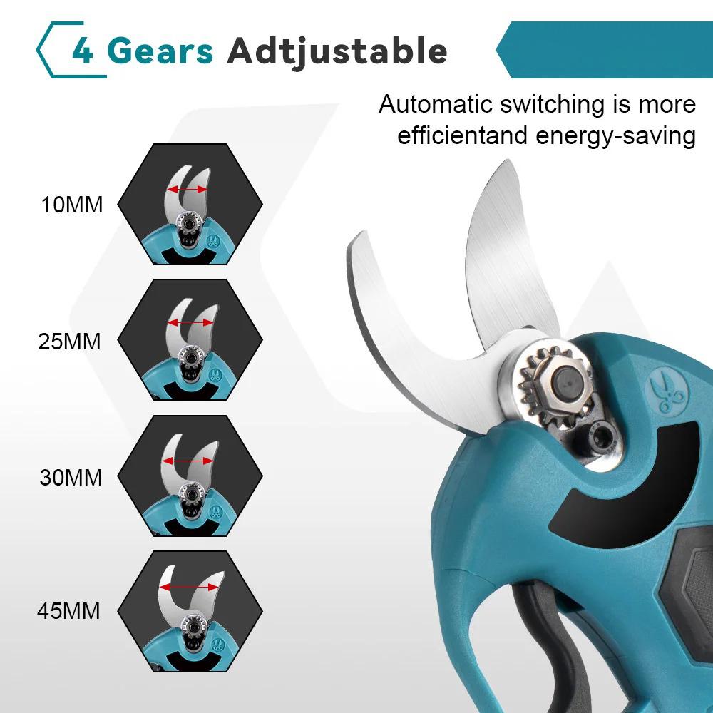 45mm Brushless Electric Pruner 4 Gears Cordless Handheld Orchard Shrub Pruning Tree Branches Cutter For Makita 18V Battery pin
