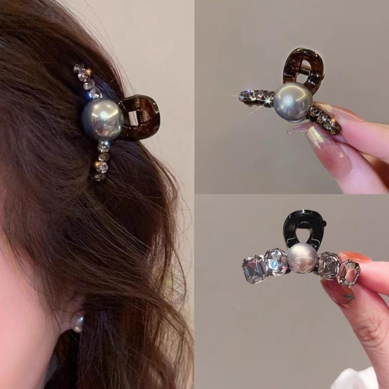 French Styles Rhinestones Imitation Pearls Hair Clip For Women Elegant Secure Grip Glitters Accessory For Half Up Hairstyles