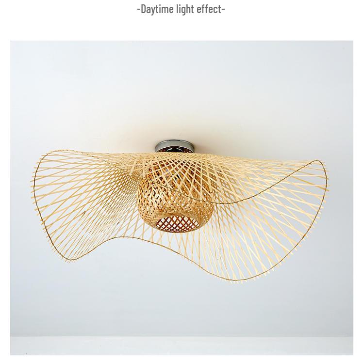 Zen Bamboo Weaving Ceiling Light: Creative Asian-Inspired Lighting for Hotels, Restaurants, Bedrooms, and Studies