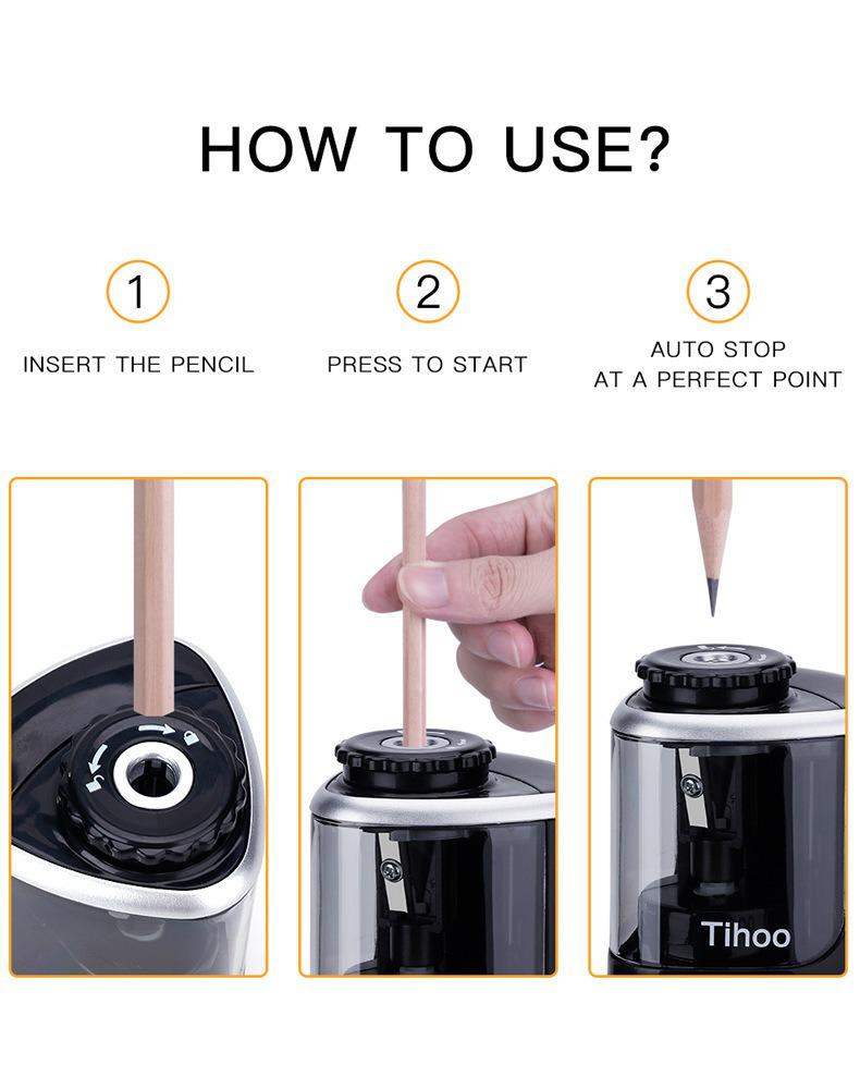 Tenwin Model 8005 Semi-Automatic Battery-Powered Pencil Sharpener for Primary School Students